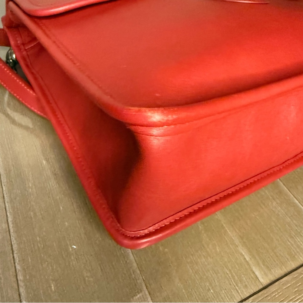 Vintage Red Willis 9927 Coach Vibrant Red Leather Satchel - Picture 7 of 9